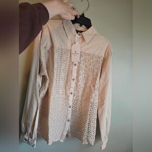 Young Threads Taupe Lace Shirt
